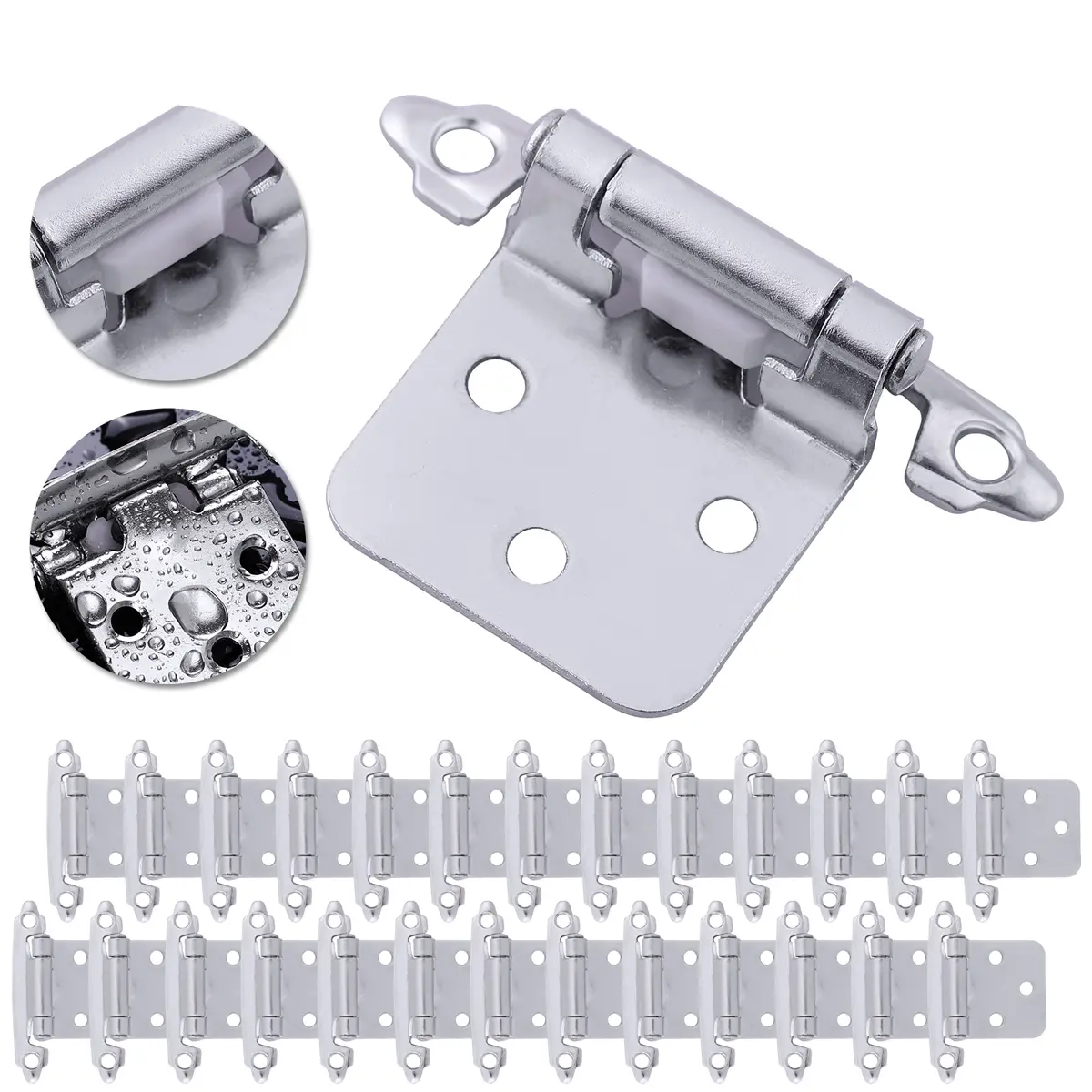 50PCS Kitchen Cabinet Hinges 1/2" Overlay Self Closing Face Mount Cupboard Door With Screws