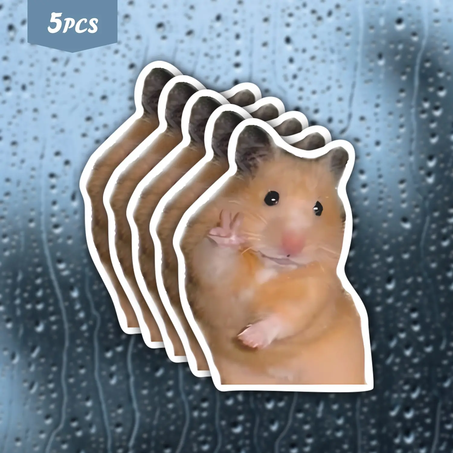 5Pcs "Peace Sign Hamster" Meme Waterproof Vinyl Sticker, Funny Stickers, Cute Animal Stickers, Stickers For Scrapbooking, Cute Funny Hamster Self-Adhesive Decal, Suitable For Water Bottles, Laptops, Journals, Ideal For Pet Lovers And Cute Vibe Enthusiasts