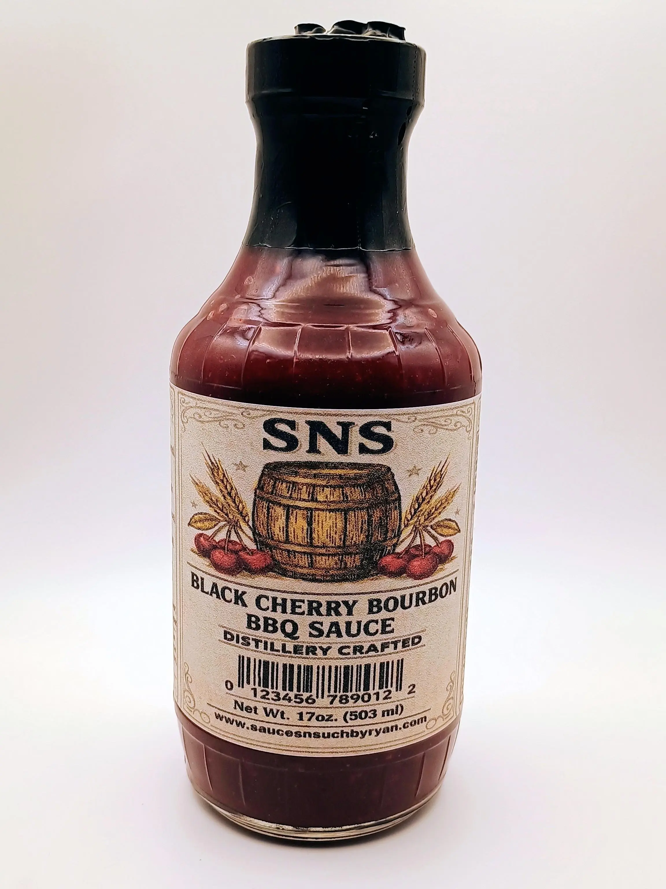 SNS Black Cherry Bourbon BBQ Sauce - Small-Batch Distillery-Crafted Flavorful Glaze, Ideal for Chicken, Versatile as a Dip