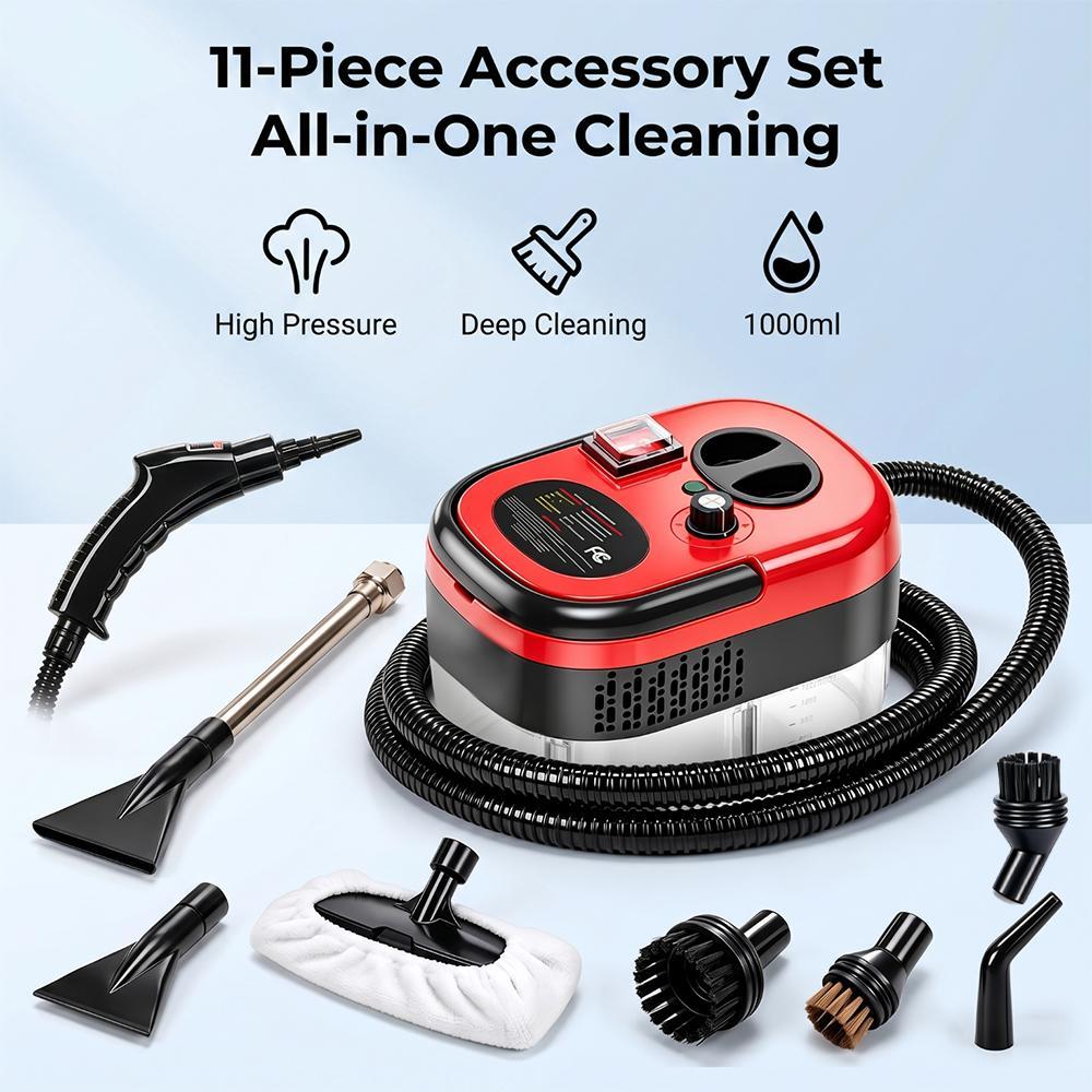 【BackToSchool】 Handheld Steam Cleaner - 2500W Power, 3BAR High-Temperature Pressurized, ABS Plastic Compact Form, Multi-Purpose Deep Clean Tool with Multiple Brush Heads for Grease/Dirt Removal, Ideal for Kitchen/Bathroom, Home Users