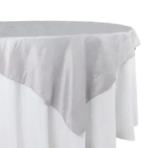 Taffeta Table Overlay 72"x72" Silver - Accordion Crinkle Table Topper