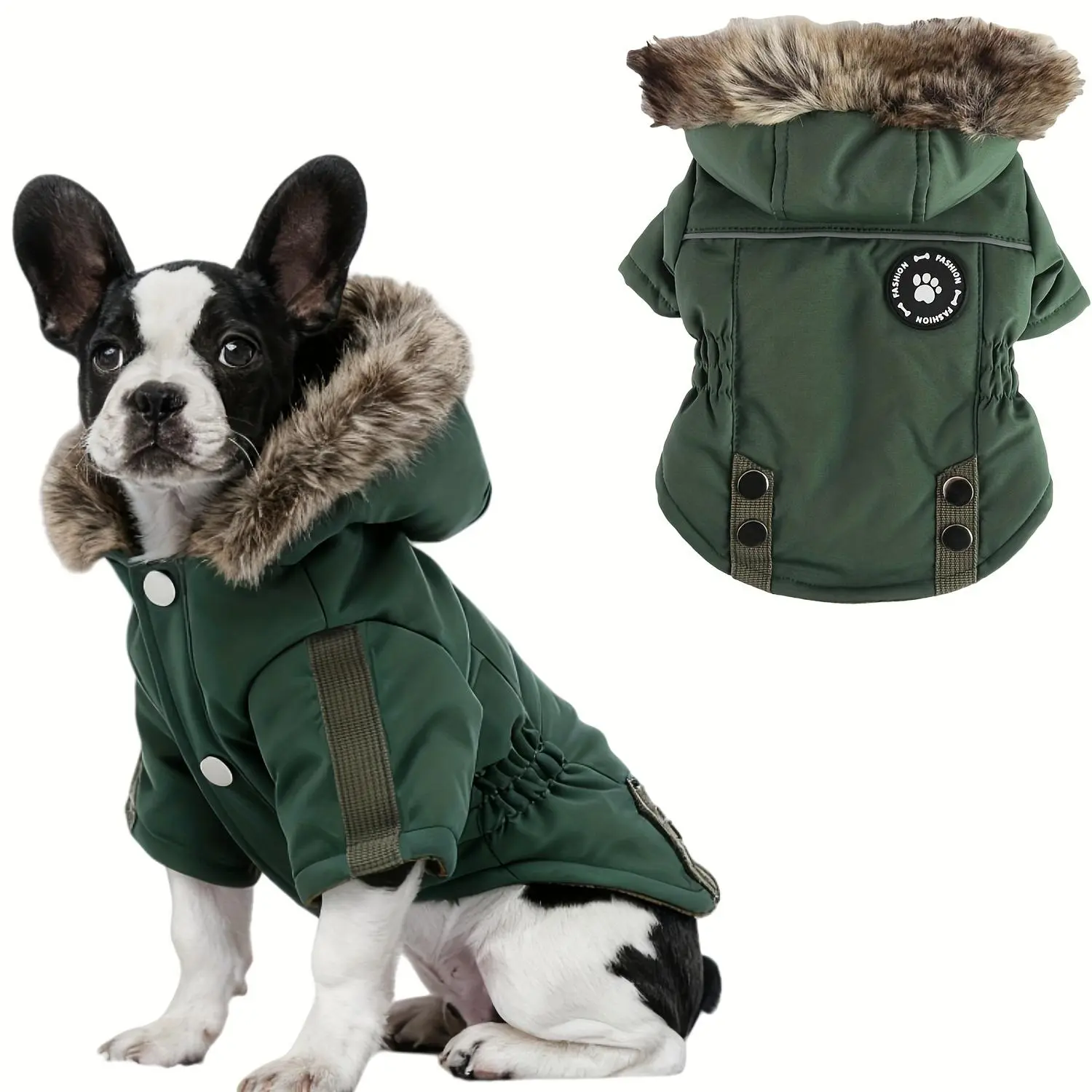 Winter Hooded Dog Coat/Windproof & Warm Pet Jacket with Plush Lining/Snap Button Closure/Machine Washable/Ideal for Small to Medium-Sized Dogs/All-Season Cold/Durable Pet Apparel/Cold Weather Wear/Cozy Pet Wear/Highquality Fabric