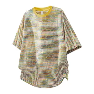Men’s dopamine color-block crew neck short-sleeve T-shirt, new for summer, featuring a mesh overlay design; casual and comfortable style, premium quality. #SummerWins