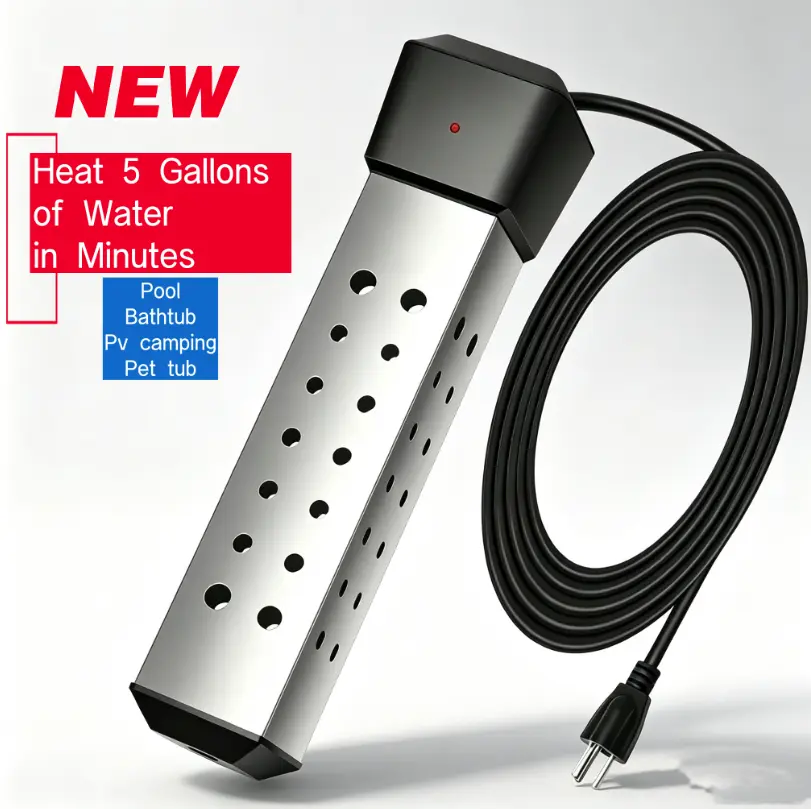 【2026 new version】2000W Portable Rapid Heating Square Immersion Water Heater for Inflatable Pool Bathtub,Outdoor Swimming Pool，