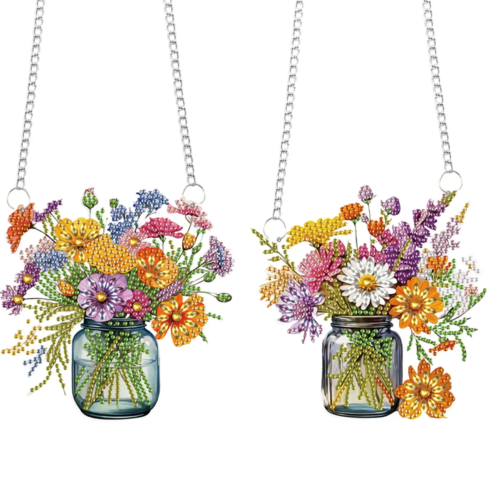 2Pcs 2D/Flat DIY Special Shape Hanging Diamond Art Kits Diamond Painting Set Rhinestone Diamond Art Window Pendants Diamond Art Pendant Window Hanging Art for Home Decor