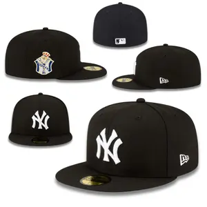 New Era New York Yankees 59FIFTY Fitted Cap For Men & Women – Black/White Flat Brim Hat with NY Logo Embroidery, MLB Streetwear Style