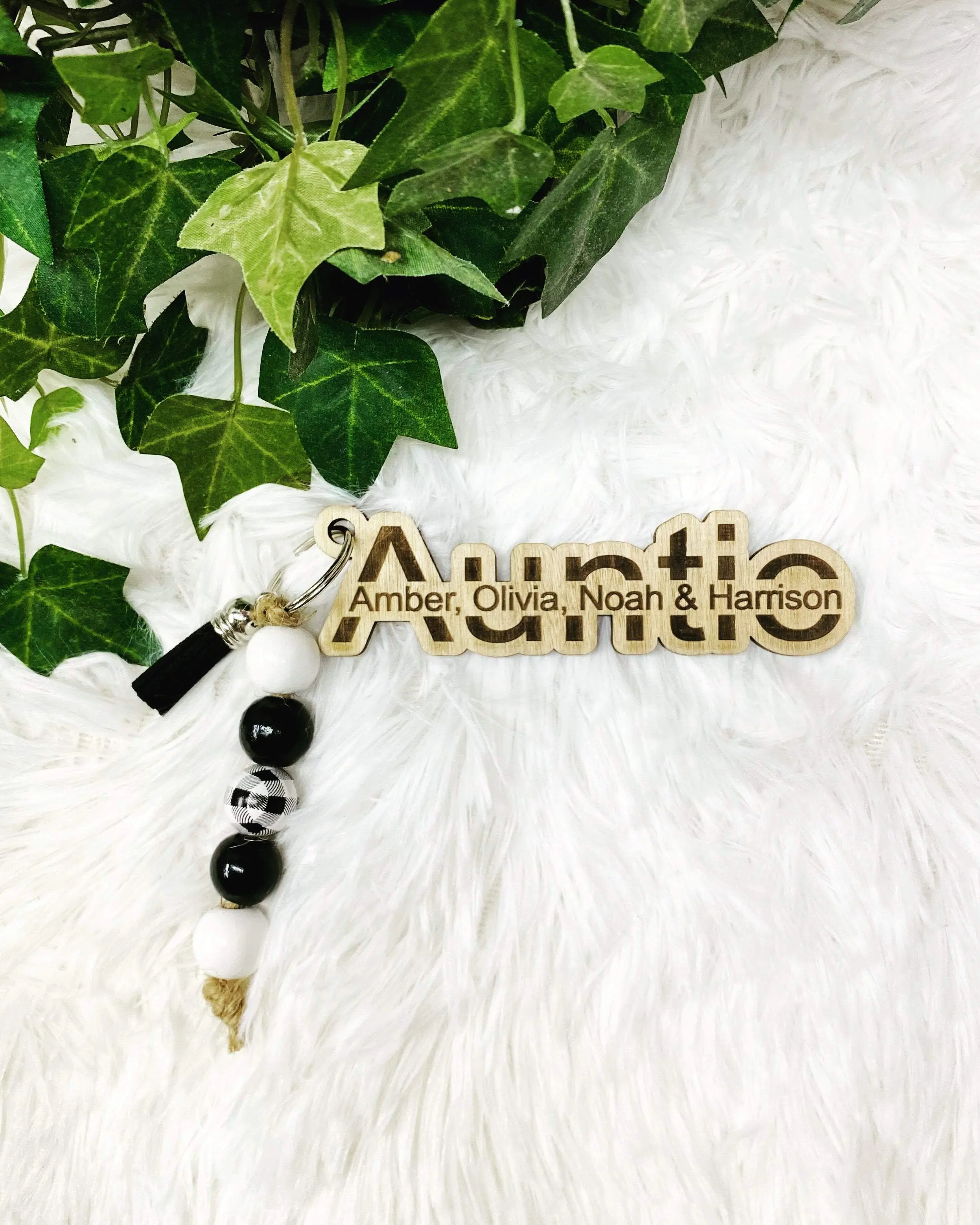 Auntie Personalized Keychain with Kids Names, Mother's Day Gift to Aunt