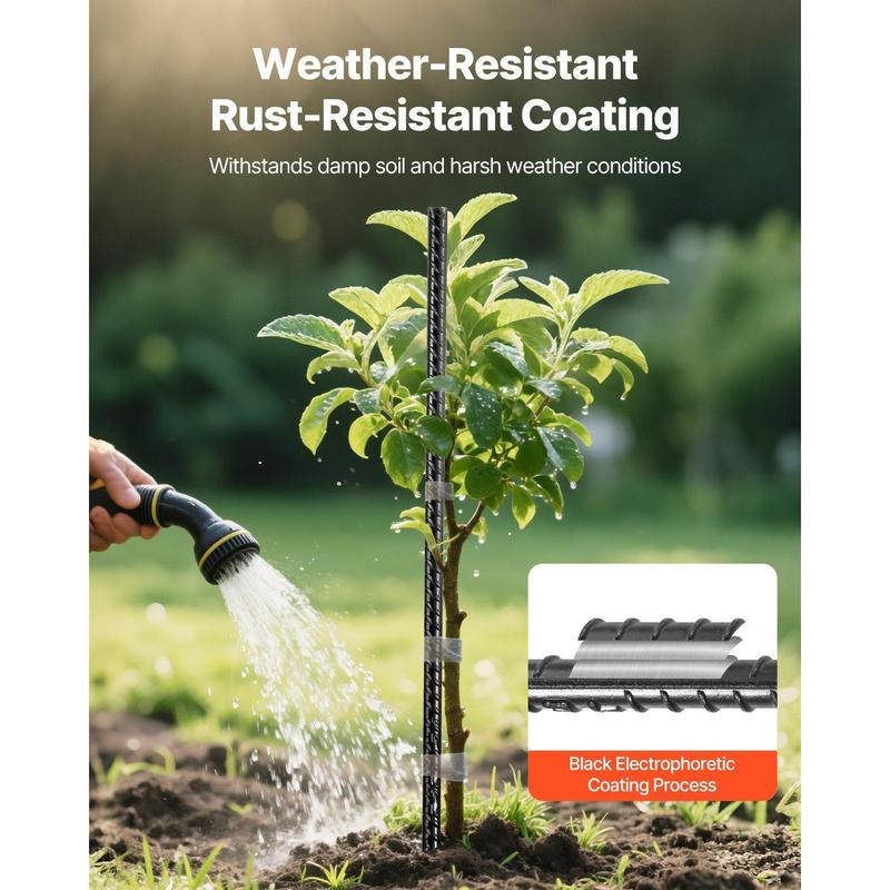 VEVOR Rebar Stakes, 24-Inch, Heavy-Duty 0.47 in Diameter, Straight Galvanized Steel Ground Anchors with Chisel Point End & Rust-Resistant Coating, for Gardening Support, Fence, Camping Tents (20-Pack)