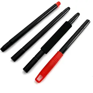 4-Section Mop & Broom Handle, 57 Inch/145cm Heavy Duty Pole with EVA Foam Soft Grip, Standard American Threading, Universal Replacement Handle for Most Mop and Broom Heads (Black+Red)