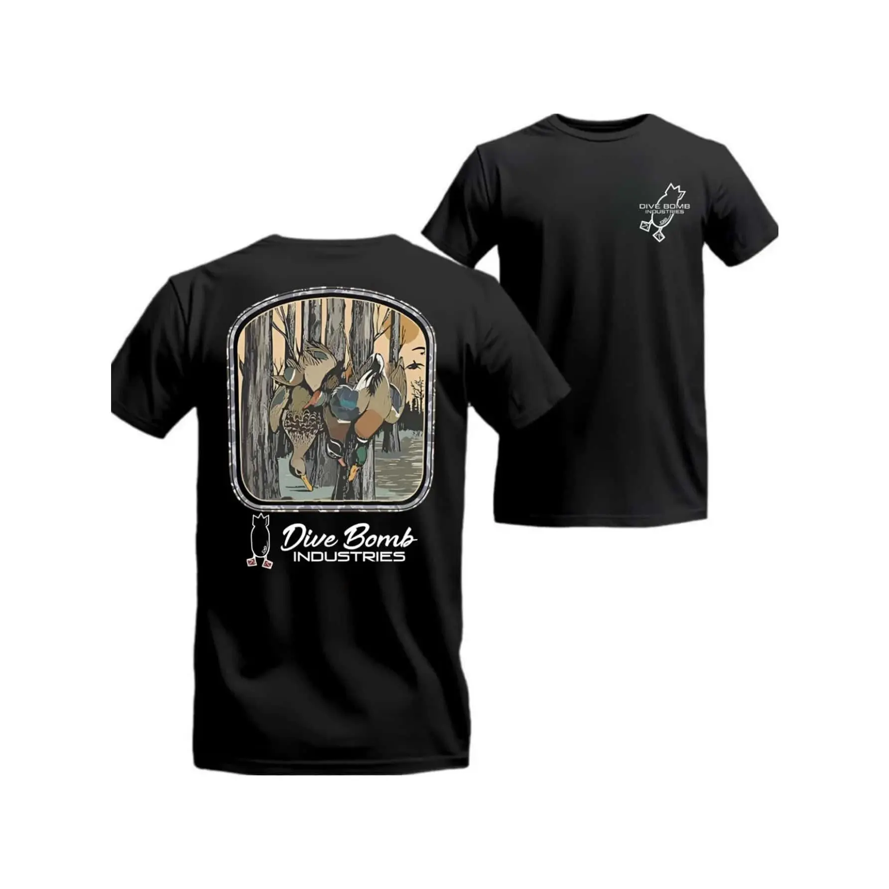 180g Dive Bomb Duck Graphic Tee - 100% Cotton Vintage Timber Hunting T-Shirt for Outdoorsmen, Unisex Men’s Clothes with Waterfowl Art & Classic Field Style, T Shirts
