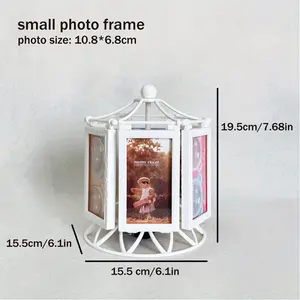 Small Vertical Music Carousel Photo Frame with Light Music System - Vintage Classic DIY Picture Frame Suitable for Home Decor, for Family Living Room,, Wedding Gifts, Birthday, Christmas, for Occasions Photo Display Device