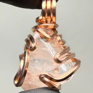 Fire Quartz Copper PENDANT Artisam Crafted Madagascar Natural Mineral Dreamwork Tranquility Motivation Anniversary Auspicious Birthday Daily Engagement Wedding