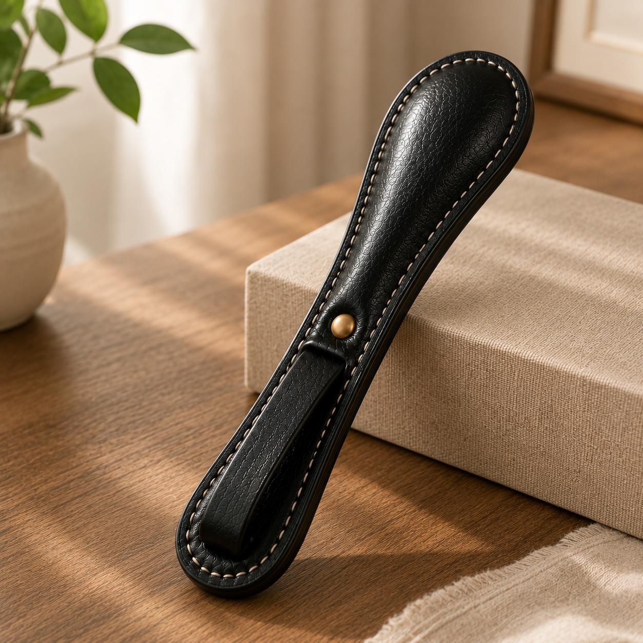 Handmade Cowhide Leather Accessory, Portable Leather Gear with Smooth Handle for Daily Carry and Home Display