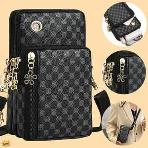 Women's Crossbody Bag - Unisex Square Mini Zipper Wallet with Adjustable Strap, Multi-functional Casual Wristlet Phone Pouch