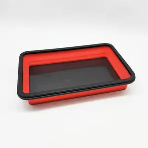 Magnetic Folding Tray Set, Rectangular Silicone Trays, Strong Magnetic Parts Organizer, Auto Repair Screwdriver Holder, Anti-Loss Storage Bowl