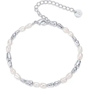 18K Gold Plated Beaded Freshwater Cultured Pearl Bracelet for Women | Dainty Bracelet with Pearl Beads
