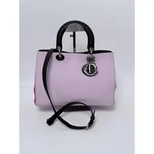 Pre-owned Dior leather Shoulder Bags Christian Diorissimo Tote Bag Pink & Black ZS120CD