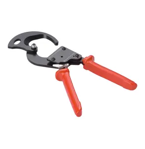 Ratcheting Cable Cutter, 600 MCM Cable Cutter, Heavy Duty Wire Cutter with PVC Handles, Quick Release, for Copper & Aluminum Cables, Electrician Tools Default