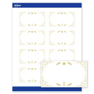 Avery Printable Business Cards with Sure Feed Technology, Rectangle, 2" x 3-1/2", Pre-Printed Metallic Gold Trees Design, Matte White, Laser & Inkjet Compatible, 80 Total