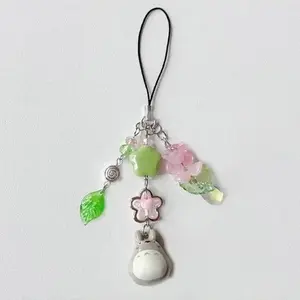 Kawaii Handmade Cat Phone Chain Blue Animal Phone Charm Chain Black Soot Sprite Keychain for Backpack Pendant Anime Phone Charm