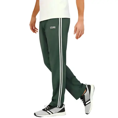 TOOTD Premium Quick Dry Polyester Men’s Regular Fit Work Pants - 95% Polyester/5% Elastane Lightweight Breathable for Athletes, Retro Thin Long Pants with Unique Embroidery, Stripes, Machine Washable, Quick Dry Men's Pants