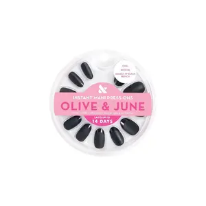 Olive & June Press-On Fake Nails - Medium Oval - Glossy Tip Black French - 42ct