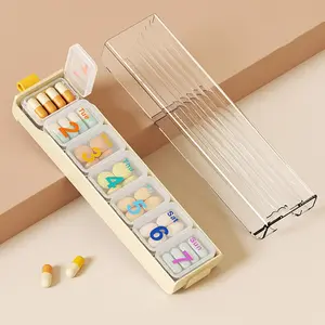 Portable Pill Box for Three Meals a Day, Weekly Seven-Day Medication Reminder Box, Large Capacity Pill Organizer, Travel Pill Box, Daily Pill Box, Cute, Can Accommodate Vitamins, Medicines, Pills, Supplements
