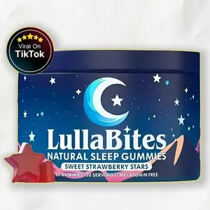 LullaBites Natural Sleep Gummies Sweet Strawberry Stars Flavor Melatonin-Free Gentle Nighttime Support with Valerian Root - 30 Servings -Sweet Strawberry Stars & Valerian Root Extract – A widely used botanical for nighttime relaxation