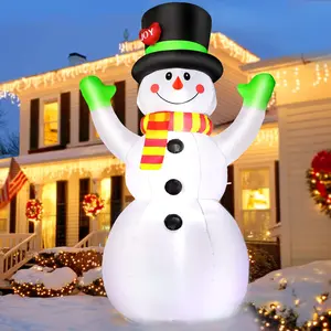 7FT Christmas Inflatables Snowman Outdoor Decorations, Giant Blow up Snow Man Yard Decor Built-in Bright LED Light Wear Magic Hat, Weatherproof Holiday for Garden Patio Lawn Party Xmas Gifts
