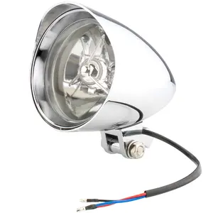 4.75" Motorcycle Headlights with Visor Clear Lens 4 3/4 inch Bullet Vintage Lamp for Chopper Bobber Cruiser