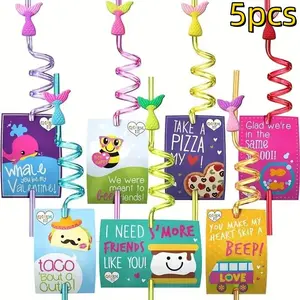 Mermaid Tail Straws Party Favors, 5 Piece Set, Perfect for Mermaid Birthday Parties, Under the Sea Theme Decorations