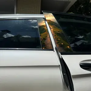 2 Car Stickers Waterproof PVC, Mountain Trail Sunset Sky Design, Easy Peel & Stick, Scratch Resistant, High Resolution, Removable Vinyl