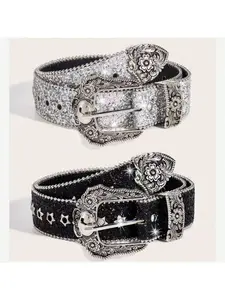 Women's Y2K Style Western Short Fat Belt with Dopamine Star Eye Decoration, Perfect for Daily Wear, Parties, Summer, School, Bling Western Belt, Star Decorated Belt