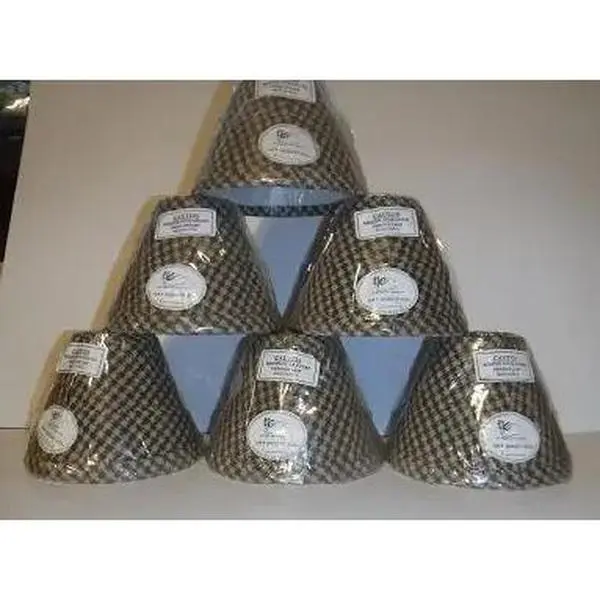 Grey Checked Standard Bulb Chandelier Shade - set of six