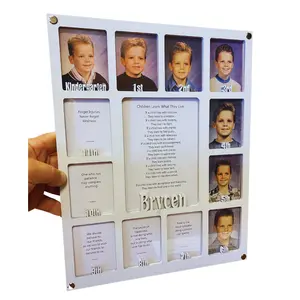 School Years Personalized Picture Frame Collage - Frameless Frame - Kindergarten to Graduation K-12 - Clockwise - 11x14