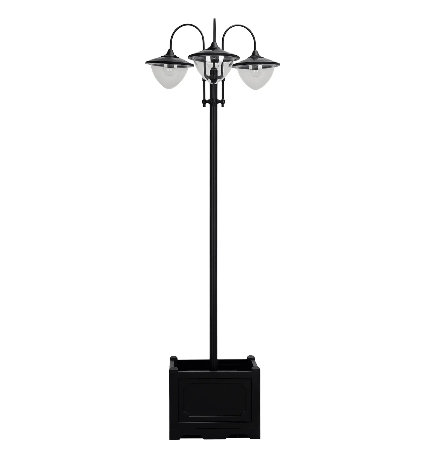 Solar Lamp Post 74.5", 3-Head Outdoor Light with Planter, Auto-On LED, Black Default Title