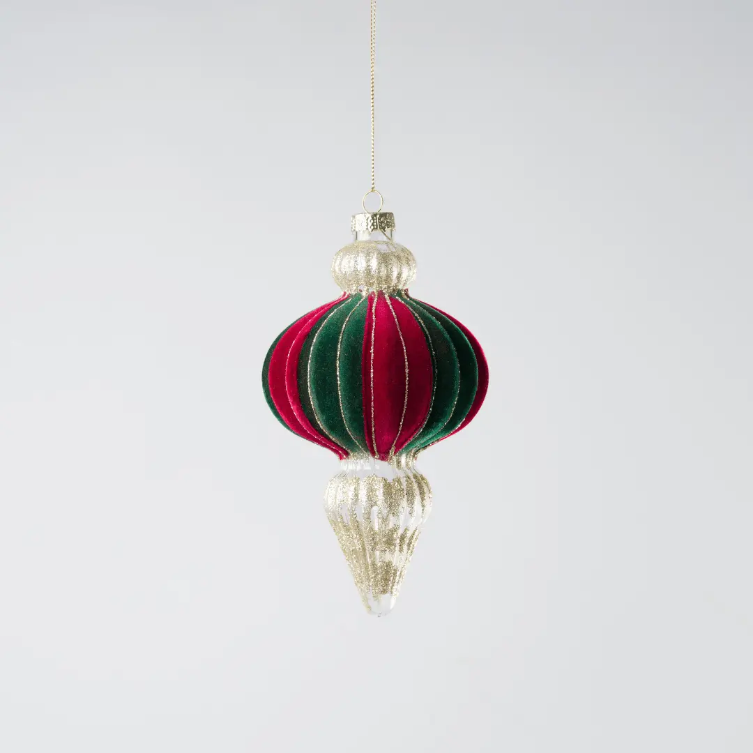 Red Green Champagne Glass Hanging Ornament