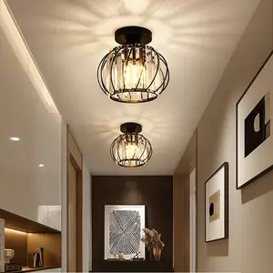 Crystal Ceiling Light Mini Crystal Ceiling Light Fixing Device Semi embedded Gold Black Ceiling Light, Used for Corridor Entrance Kitchen (Excluding Light Bulbs)