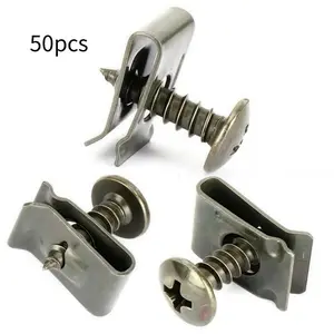 Car Screw Fastener Body Screw Base U Clip Modification Metal Fender Bumper Protection Clamp Car Fasteners Self-tapping Screw Clips Car Accessories