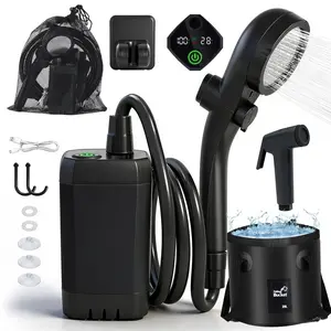 Senmeo Portable Outdoor Camping Shower - Black, 6000mAh USB Pump, Rechargeable, Ideal for Beach, Hiking, Pet Bathing, Easy to Carry, Versatile for Outdoor Activities