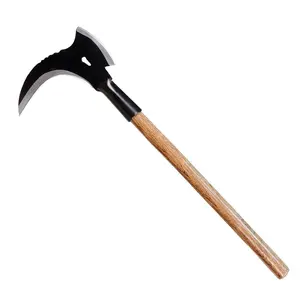 Thickened Custom Double‑Edged Sickle / Agricultural Grass Cutting / Chopping / Wooden Handle / One‑Piece Double‑Edged Sickle / One Side Functions as a Sickle, the Other as an Axe / Portable Wooden‑Handle Sickle / For Weed Control / A Multifunctional Tool