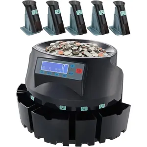 VEVOR USD Coin Counter & Coin Sorters with LCD Display, Coin Sorter Machine for USD Coin 1￠ 5￠ 10￠ 25￠ $1, Sorts up to 300 Coins/min, Change Counter Holds 2000 Coins Included 5 Coin Bins & 5 Tubes