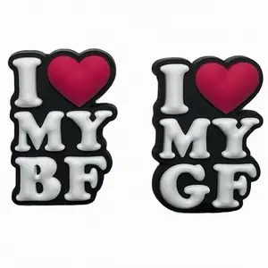 2pcs I Love My BF/GF Matching Shoe Charm Set - Footwear Decor Accessories for Couples Comfort Love