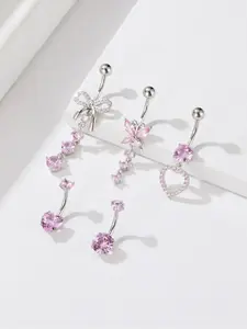 Rhinestone Decorated Belly Ring, Butterfly & Heart & Bow Design Navel Ring for Women & Girls, Fashion Luxury Body Jewelry for Party, Daily Decor, Trendy All-match & Exquisite Jewellery for Birthday Gift, Unique Gifts for Women