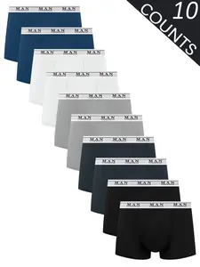10 pcs men's solid color flat cornered underwear, Soft and lightweight men's boxer briefs, Slim fit, durable, High elasticity waistband, suitable for all seasons, Suitable for daily home casual wear.