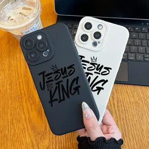 Jesus Is King Pattern UV Printing Mobile Phone Case 360 Degree All-round Protection iPhone 11 12 13 14 15 16 Pro Max X/XS 7 8 Plus SE Smartphone Gift Birthday Present for Boys and Girls Astronaut Transparent Durable Cellphone Cover Protective