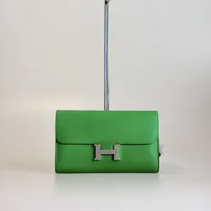 Pre-owned HERMÈS Epsom Small Leather Good HERMES Constance Bamboo Silver tone Clasp Wallet 22506277