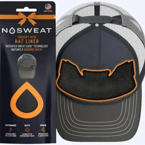 NoSweat Mesh Hat Liner 3-Pack - Comfortable Breathable Mesh for Sweat Stains, Easy to Use, Unisex Baseball Cap, New Bow Packaging
