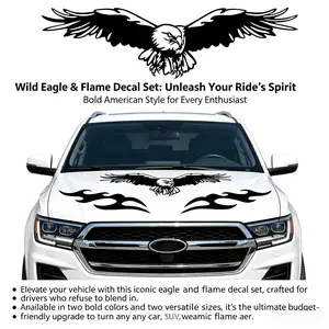 Wild Eagle & Flame Car Decal Set Vinyl Hood Sticker for Trucks SUVs American Style Vehicle Decal for Exterior Customization Bold Design