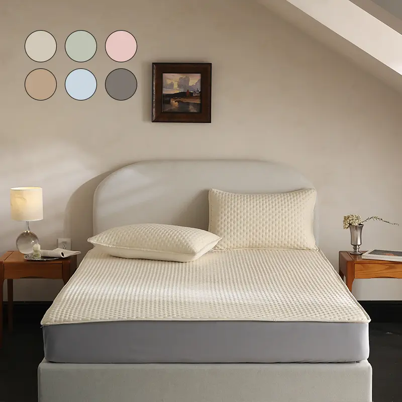 Buy 1 get 2 free pillowcase, Wool bedsheet,thick and soft machine wash, skin friendly mattress protective cover, solid color